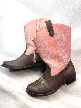 Rodeo Girls 5 Cowgirl Brown & Pink Embroidered Western Cowboy Boots